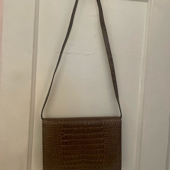 NWOT George KUC Taupe Faux Alligator Snap Envelope Purse - Picture 5 of 5